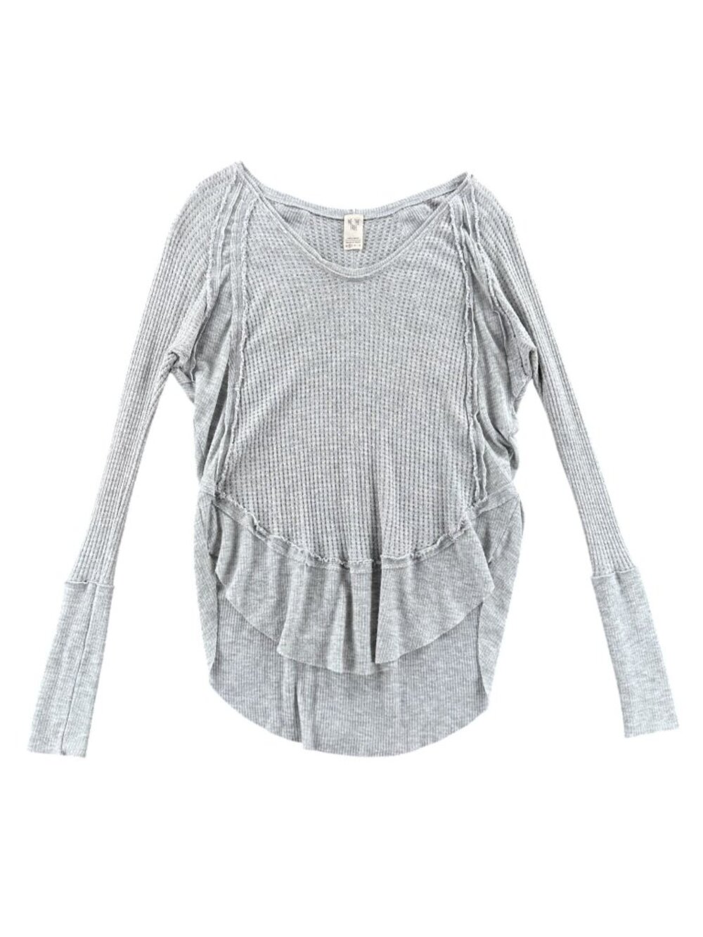Free People We the Free Laguna Gray Waffle Knit Thermal Tunic Top XS